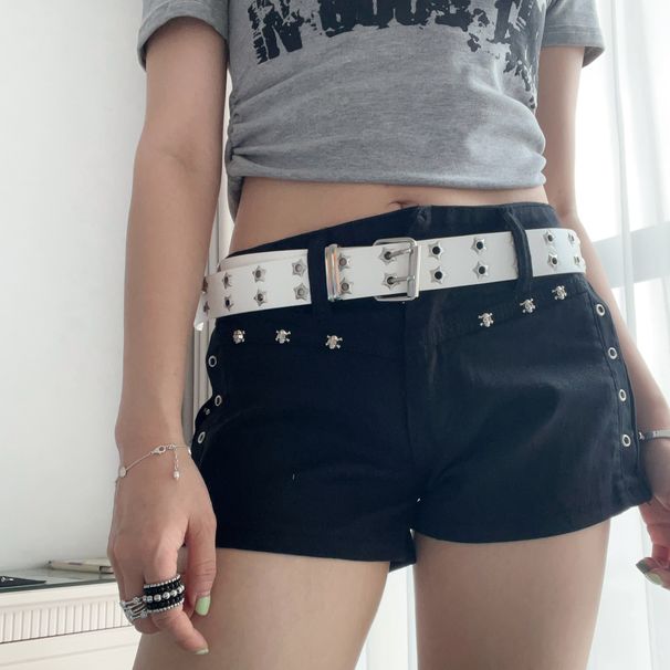 Punk Style Hollow Star Niet Unisex Gürtel Passende Jeans Mode Persönlichkeit Taille Accessoire_voghion.com