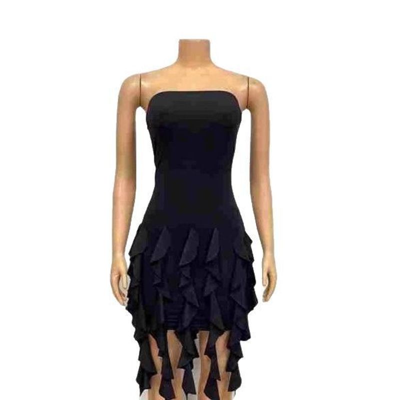 Abbigliamento donna Nuovo top a tubino con nastro Sexy zaino Abito con balze sui fianchi Abbigliamento donna_voghion.com