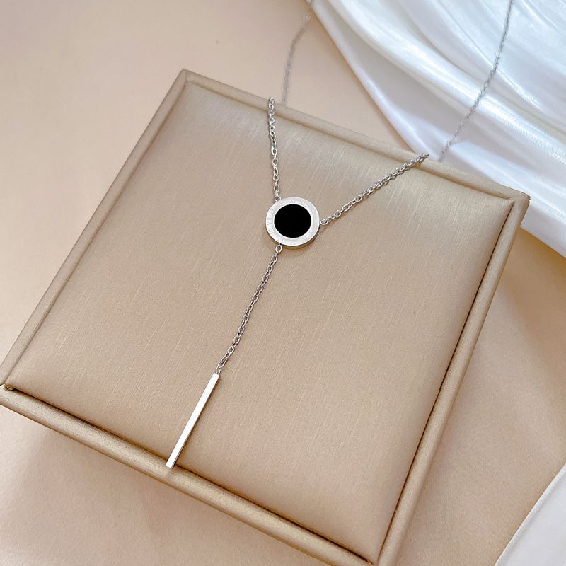 Titanium [Full Body Steel] Tassel Roman Ring Minimalist Gold Necklace In The Furnace, Female Ins Mesh Red Collarbone [Full Steel] Furnace,_voghion.com