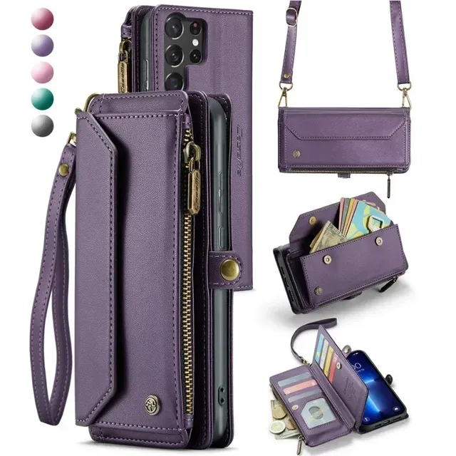 Crossbody Portemonnaie Hülle fir Samsung Galaxy S23 S21 FE S24 S22 Ultra Plus A55 A54 A53 A35 A34 A33 A25 A23 A15 A14 A13 5G_voghion.com