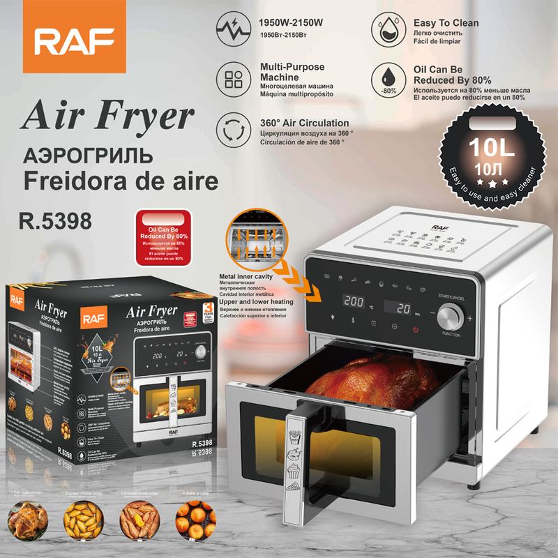 RAF EU Standard Cross-Border Air Visual Intelligent Touchscreen Oil-Free R5398 Multi-Functional Household Fryer 10L_voghion.com