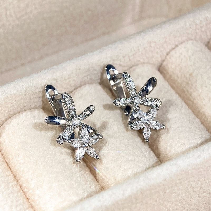 Cao Shi Korean Cute and Exquisite Copper Set Zirconium Flower Earrings for Women's Ins High Quality Flower Earrings_voghion.com