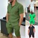 Abbigliamento da uomo Casual Comodo Camicia con risvolto abbottonato Pantaloncini a maniche corte Abito di grandi dimensioni_voghion.com
