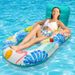 Aufblasbarer Pool-Liegestuhl mit Doppelloch und Blättermuster und Netzrückenlehne – atmungsaktives und bequemes Schwimmbett (strapazierfähiges, schnell trocknendes PVC-Gewebe)_voghion.com