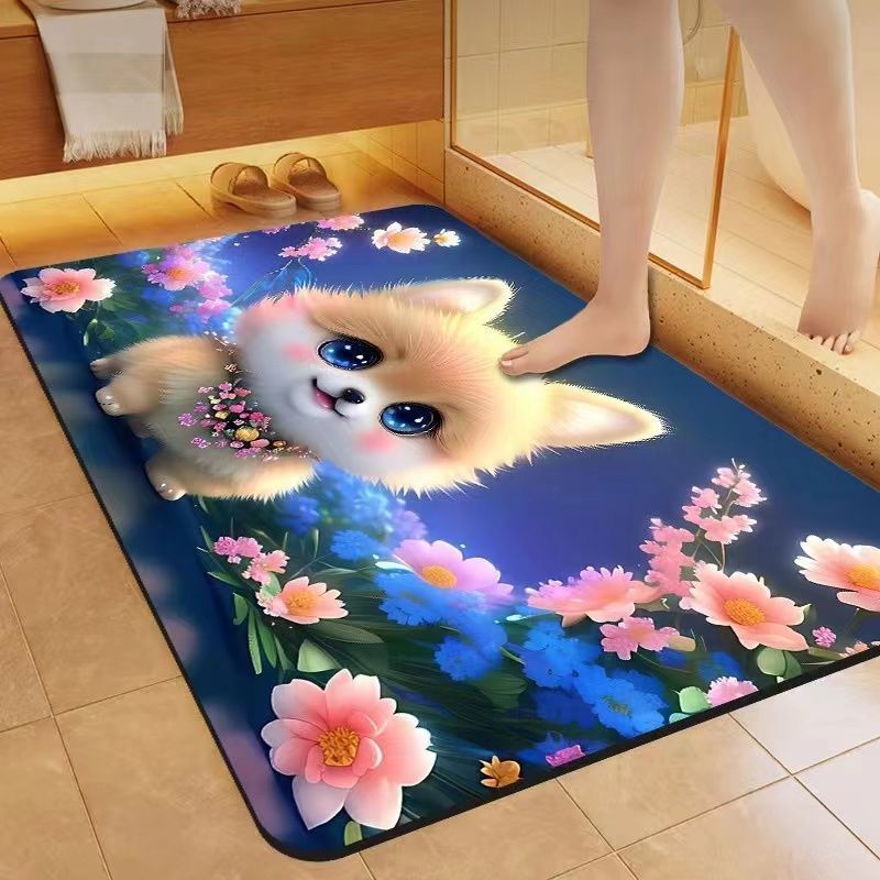 【7427 People Collected】Cartoon Soft Diatomaceous Earth Cute Absorbent Toilet Bathroom Quick-Dry Non-Slip Foot Mat_voghion.com