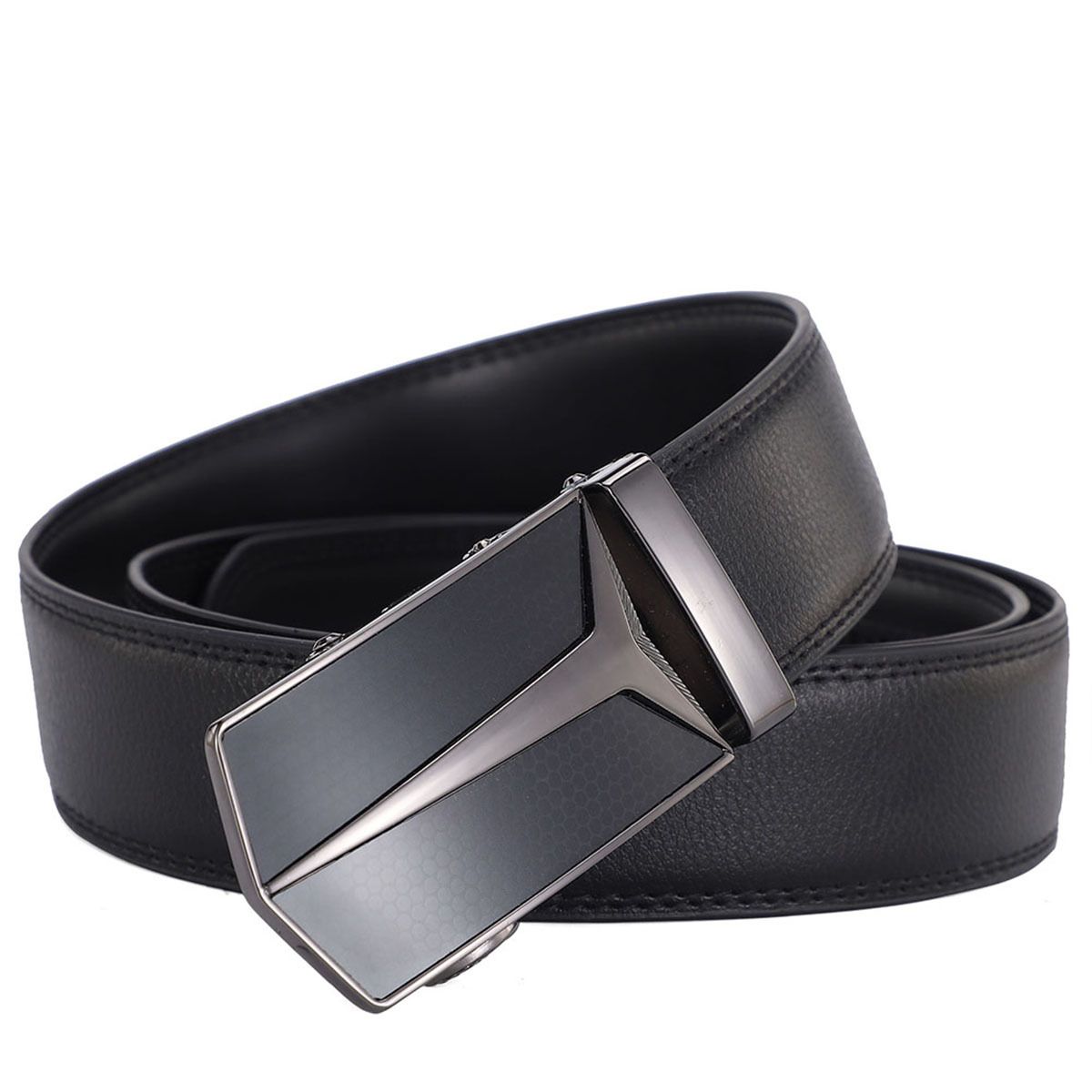 Men's Genuine Cowhide Leather Belt With Automatic Buckle - Korean Style Fashion Belt For Young Men_voghion.com