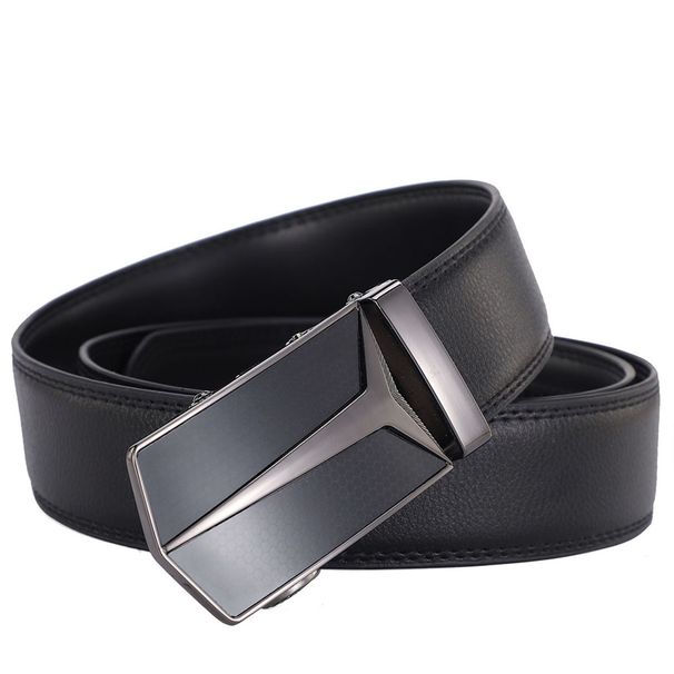 Men's Genuine Cowhide Leather Belt With Automatic Buckle - Korean Style Fashion Belt For Young Men_voghion.com