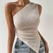 Camiseta sin mangas de punto con dobladillo asimétrico y un hombro para mujer_voghion.com