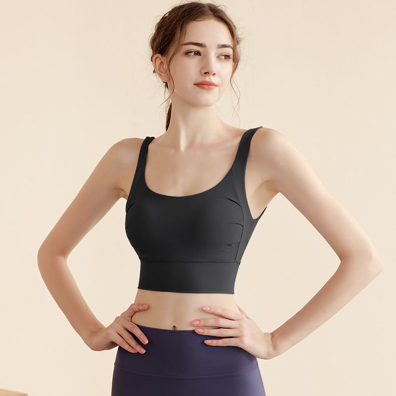 Summer Slimming Ruched Wide Strap One-Piece Sports For Women Shockproof Shaping Beautiful Back Fitness Yoga Bra_voghion.com