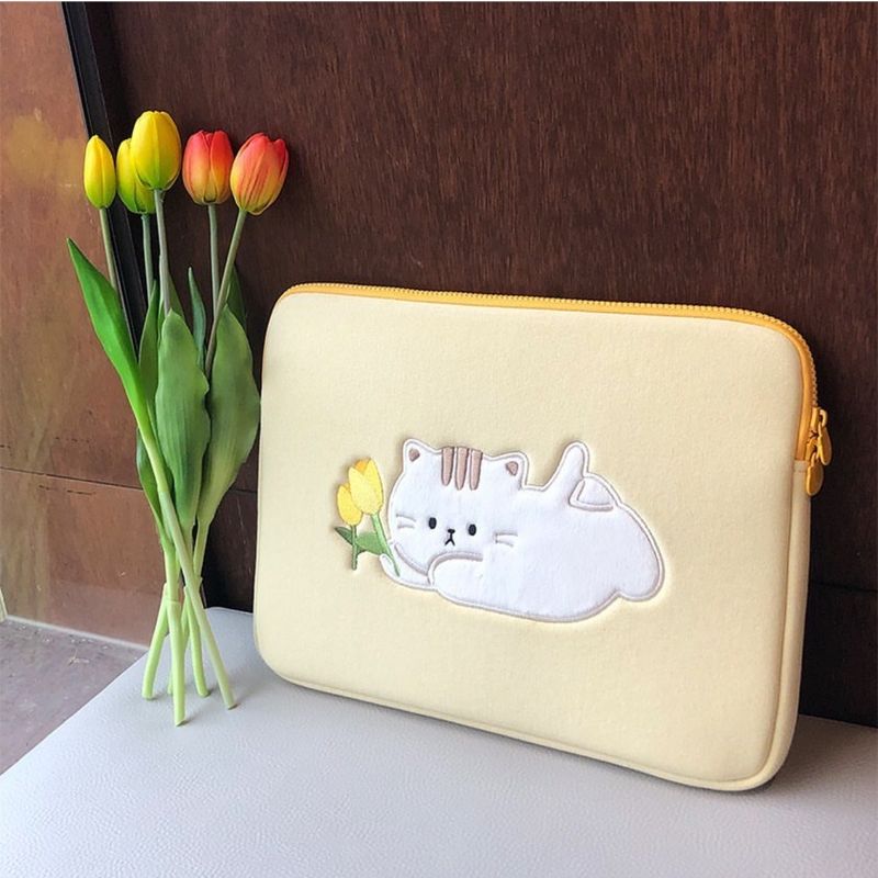 Bamtore Tulip Cat Laptop Tablet Storage Bag Ins 13 "15" 11 "_voghion.com
