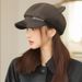 Cappello ottagonale da donna in stile britannico autunno inverno, grande circonferenza della testa, basco snellente, versatile, con orecchie da gatto_voghion.com