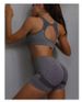 LazyZoom Sommer-Yoga-Outfit zum Po-Lifting, ärmellos, pfirsichfarben, für Damen, Laufsport, Fitnesstraining, zweiteiliges Set_voghion.com