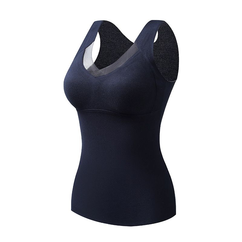 Graphene thermal vest women's one-piece no wear bra, self heating, warm, slim fit, slimming base underwear V-neck_voghion.com