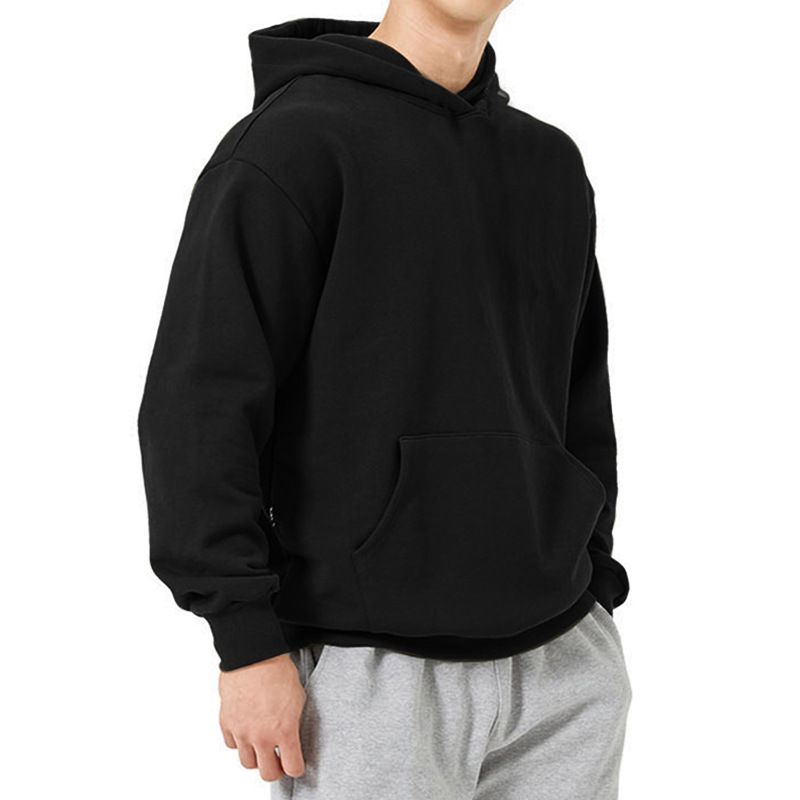 Herrenbekleidung Frühling und Herbst Herren Kapuzenpullover Jugend groß einfarbig Kapuzenpullover Herren Basic Wolltuchmantel_voghion.com
