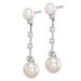 Sterling Silver Rhodium-plated CZ FWC Button Pearl Dangle Post Earrings_voghion.com