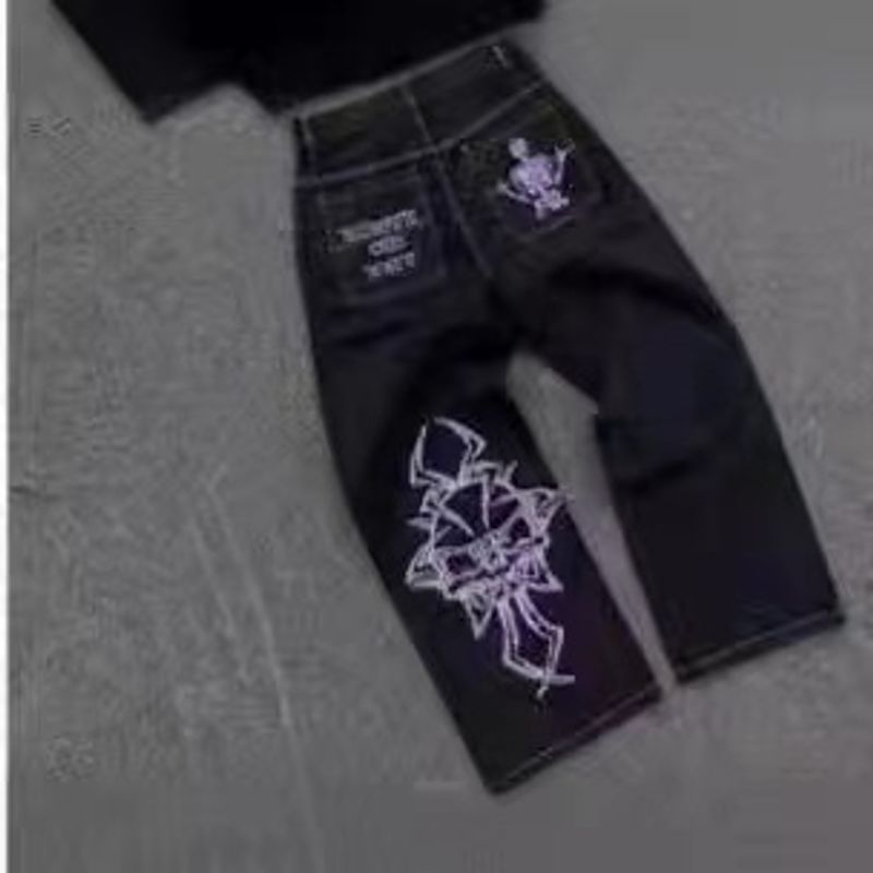 Abbigliamento da uomo marchio di moda ricamo completo prodotto caldo ricamo completo teschio in cotone pantaloni casual pantaloni dritti da uomo tuta casual_voghion.com