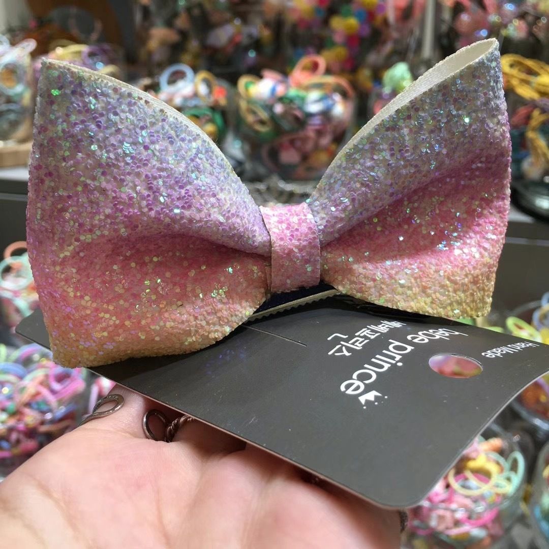 Corea del Sud Dongdaemun Nuovo Arrivo Stesso Stile Gradiente Arcobaleno Fiocco Clip Laterale per Bambini Forcina per Capelli da Neonato_voghion.com