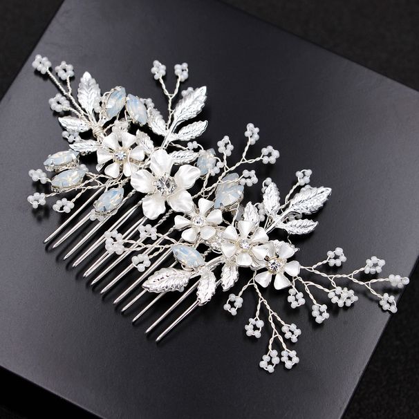 Perline di miglio fatte a mano in argento transfrontaliero, pettine per capelli con perline di diamanti, copricapo da sposa e accessori per capelli_voghion.com