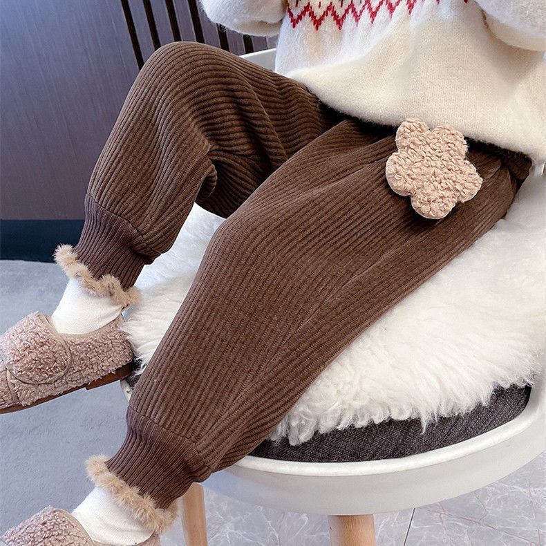 Neue Mädchen Samthose mit integriertem Samt, Kleidung für Baby Mädchen, Winterwärme, Cord Freizeithose, trendy_voghion.com