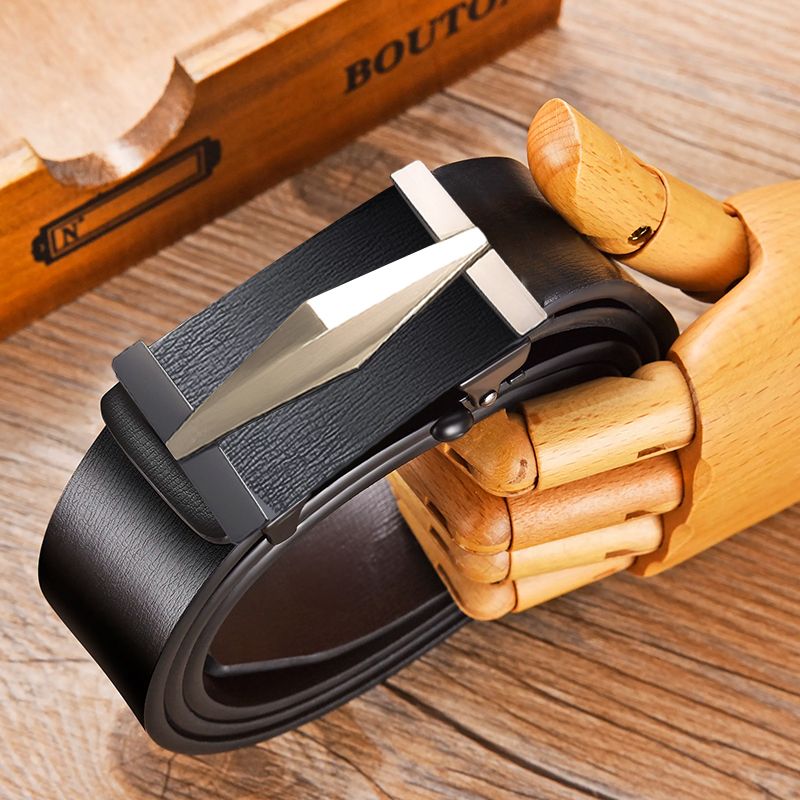 HEIßE Neue Mode Automatische Business Leder Jeans Hohe Qualität mit Zahnlosen Glatte Schnalle herren Gürtel_voghion.com
