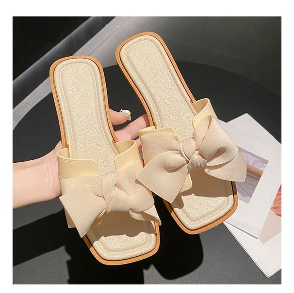 Bowknot női papucs, nyári édes és divatos szandál kültéri viselethez, sokoldalú, népszerű fazon, csajos női cipők_voghion.com