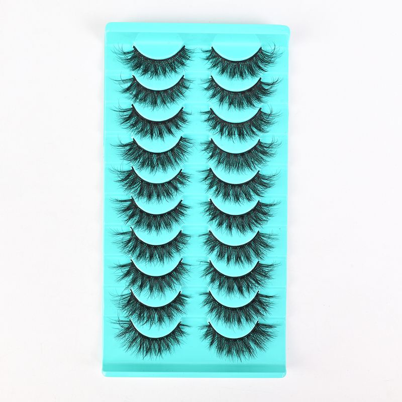Künstliche Wimpern, 10 Paar künstliche Wimpern, ein ganzer Strauß natürlicher, dicker, gelockter Wimpern, 10 Paar flauschige schwarze 5D-Stiele_voghion.com