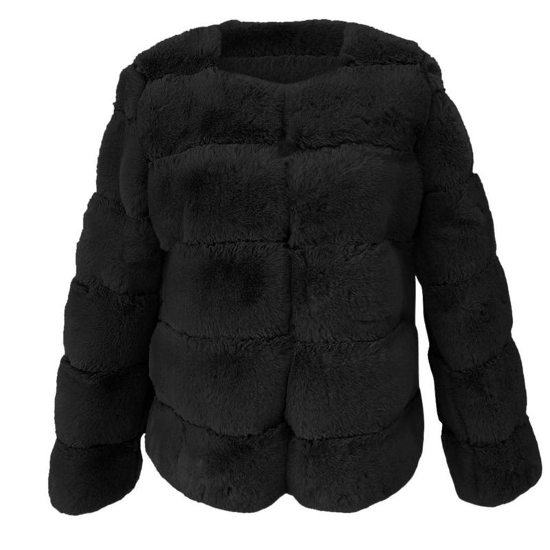 Women's jackets fox fur horizontal splicing artificial fur_voghion.com