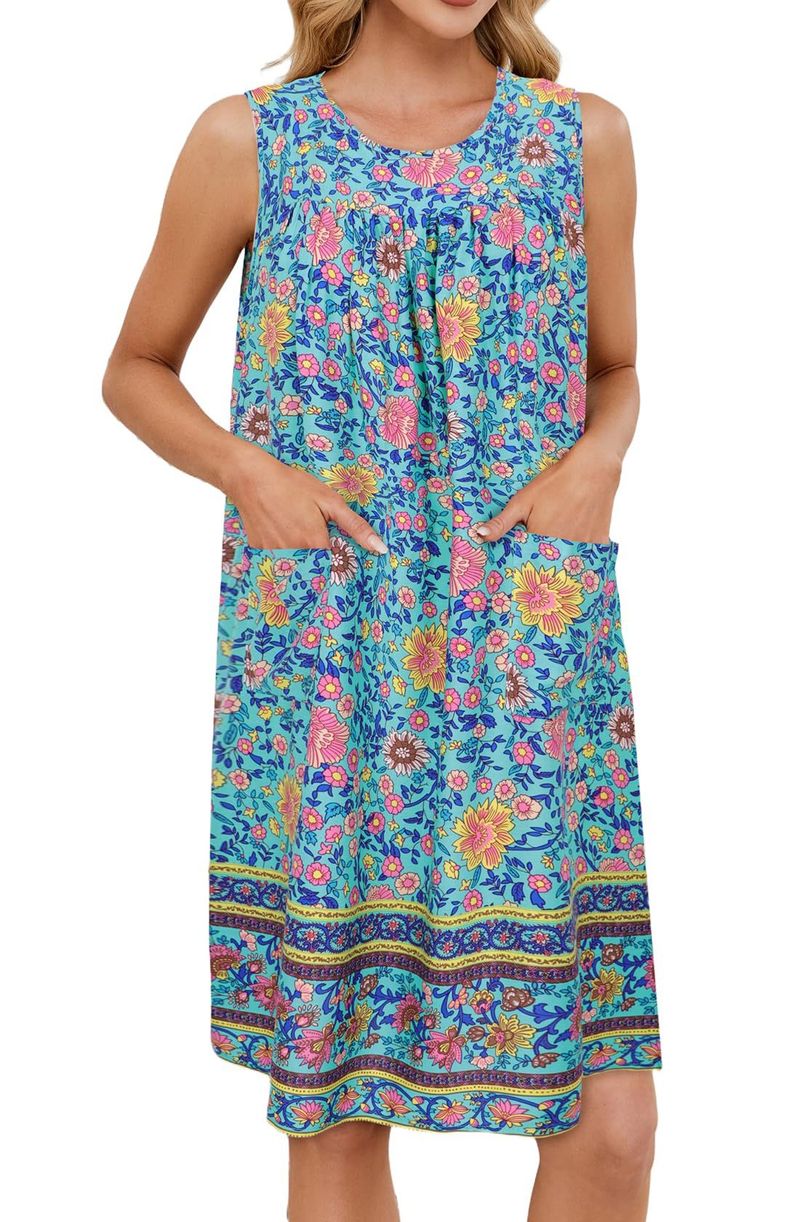 Gilet imprimé décontracté pour femme, poches et robe à fleurs, été 2025_voghion.com