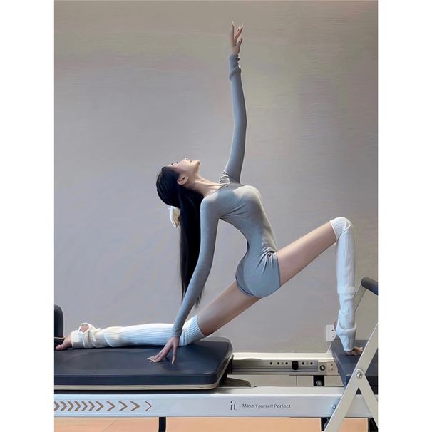 001 Splendido completo da yoga in un unico pezzo per donna, completo da allenamento Pilates con un tocco di alta qualità, abbigliamento fitness a maniche lunghe,_voghion.com