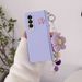 For Samsung Galaxy Z Fold 6 Korea Cute Knitted Flower Wrist Bracelet Shockproof Pearl Chain Phone Case Cover_voghion.com