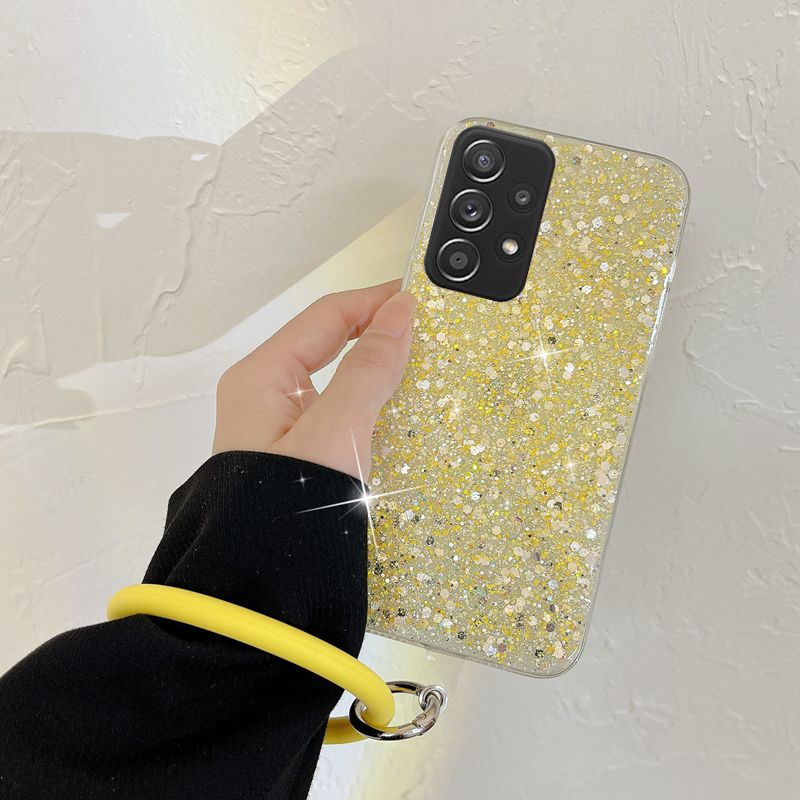 Shiny Hang Round Bracelet Case For Samsung Galaxy A12 A22 A32 A42 A52 A52S A72 A13 A33 A53 A73 4G 5G Soft Silicone Cover_voghion.com