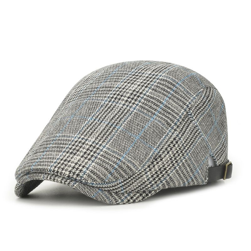 New spring summer Korean checkered fashionable comfortable bare body beret, men's and women's casual adjustable forward_voghion.com