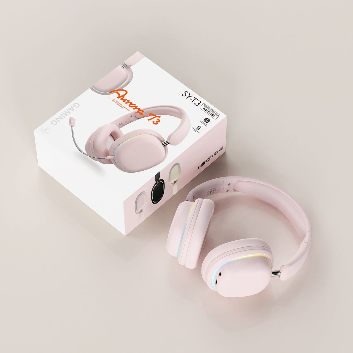 SY-T3 Bluetooth Headphones With LED Lights, Wireless Over-Ear Gaming Headset, 40-Hour Playtime, Hi-Fi Stereo Sound, Built-in Mic For Phone Calls_voghion.com