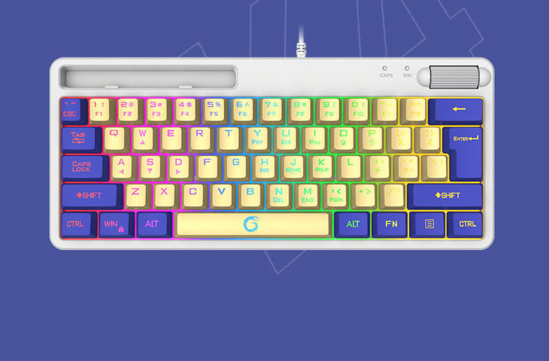 Dusha K4 RGB Backlit Wired 61-Key Dual Layout Keyboard For Office And Gaming, High Aesthetic Value_voghion.com