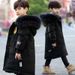 Winter New Style Boy Cotton Coat Korean Style Medium And Large Children's Children's Medium And Long Thick Large Fur Collar Down Cotton Coat_voghion.com