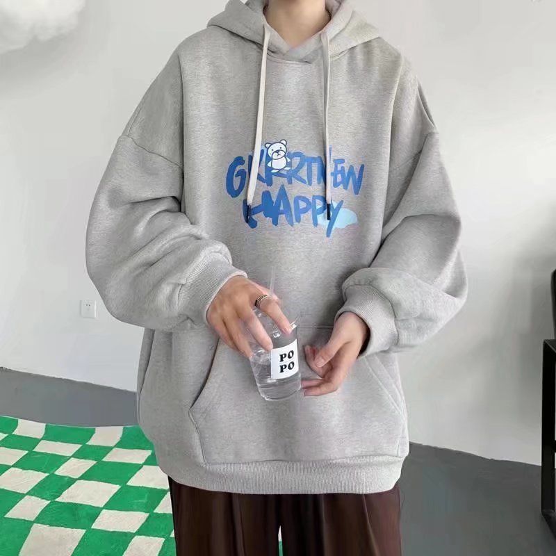 2023 autumn and winter foreign trade loose large-size hoodie cotton sweater thin loose off-shoulder styleLarge combed Cotton Terry_voghion.com