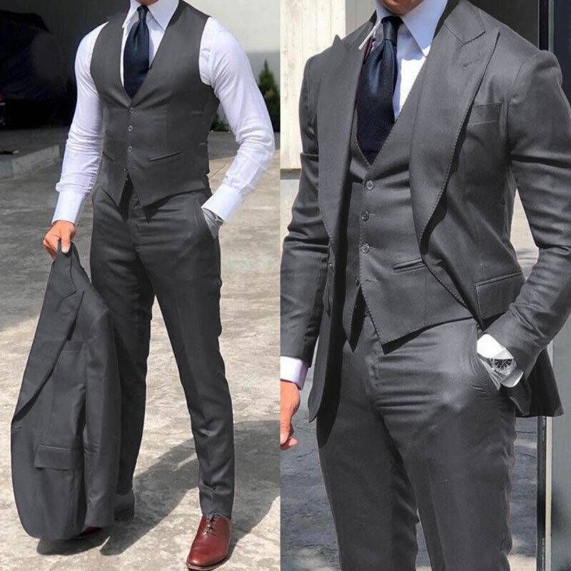 Braun 2024 Herrenanzüge 3-teilig Slim Fit Business Bräutigam Smoking mit spitzem Revers für formellen Hochzeitsanzug_voghion.com
