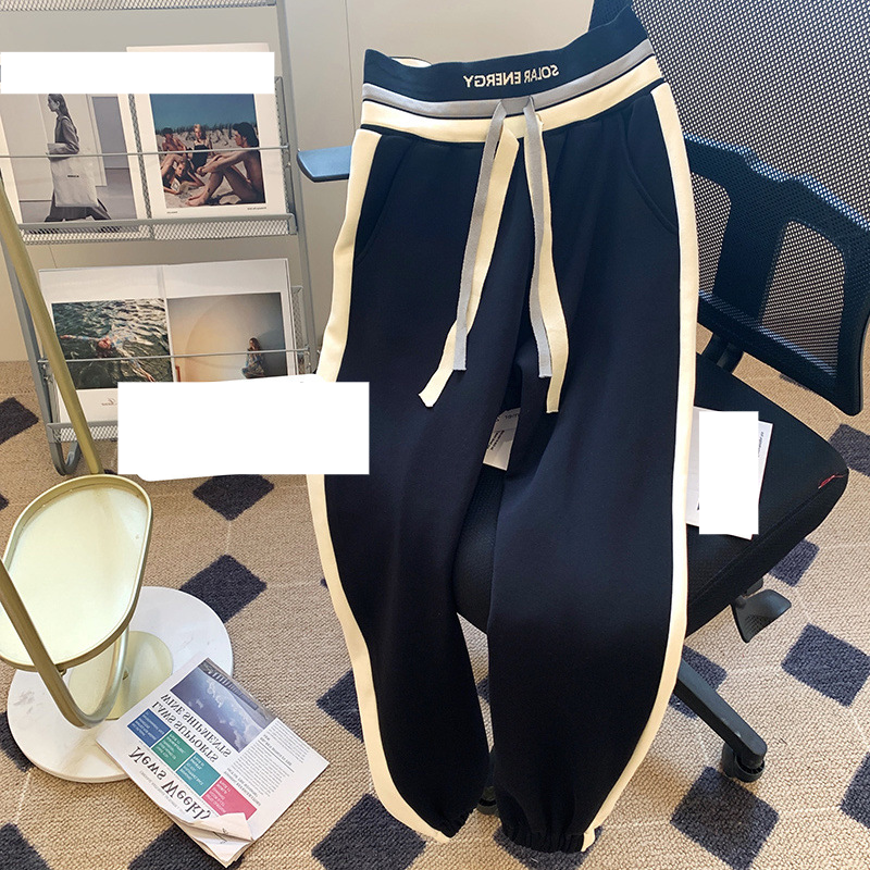 Women's Clothing velvet casual sports sweatpants for women autumn and winter high waist slim thickened harem pants small straight wide leg pants_voghion.com
