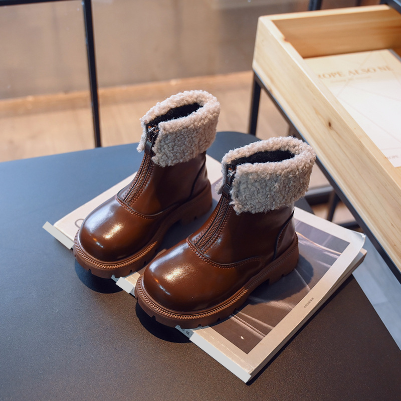 Kids' Shoes Girls' Cotton Martin Boots Winter New Children's Plus Velvet Warm Cotton Boots Girls' Stylish Soft Bottom Princess Boots_voghion.com