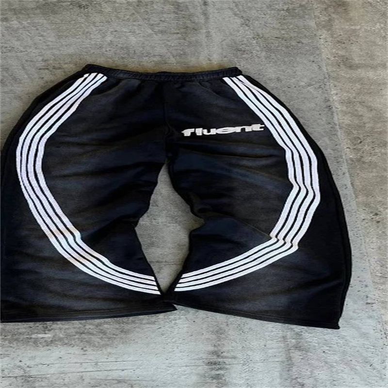 Neues Produkt 2025 Europäische und US-amerikanische Mode High Street Hip-Hop-Jogginghose Paar Mittlere Taille Buchstabendruck Gestreifte Beiläufige Lose Sport Lange Hosen_voghion.com