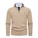 Suéter de punto con media cremallera y cuello alto para hombre, elegante suéter de punto con media cremallera, corte entallado, manga larga, informal, moda de otoño e invierno._voghion.com
