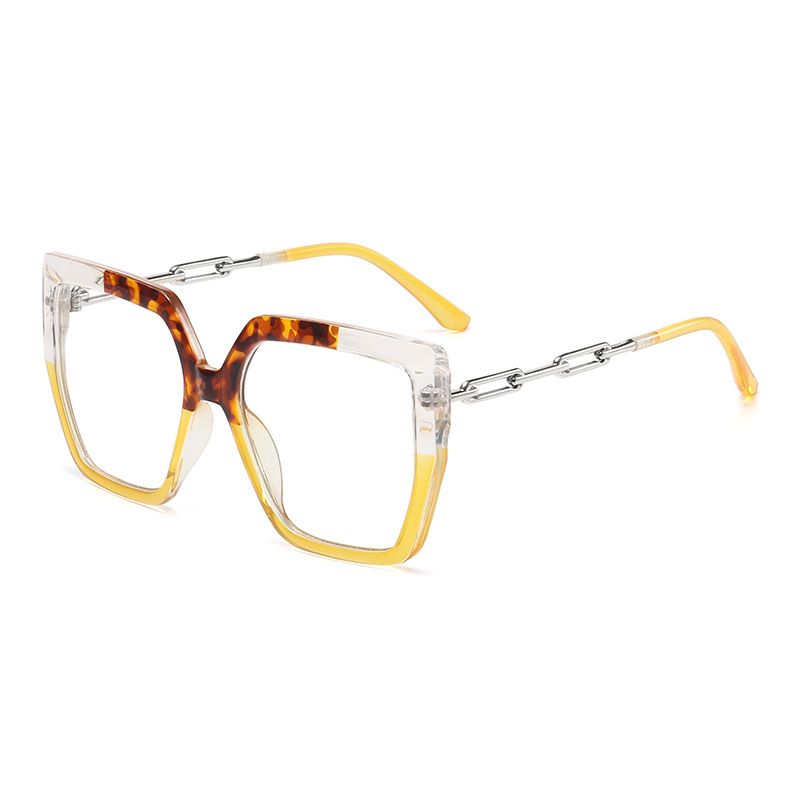 New Fashion Color Contrasting Square Anti Blue Bright Box Flat Mirror Women's Trendy Eyeframe_voghion.com