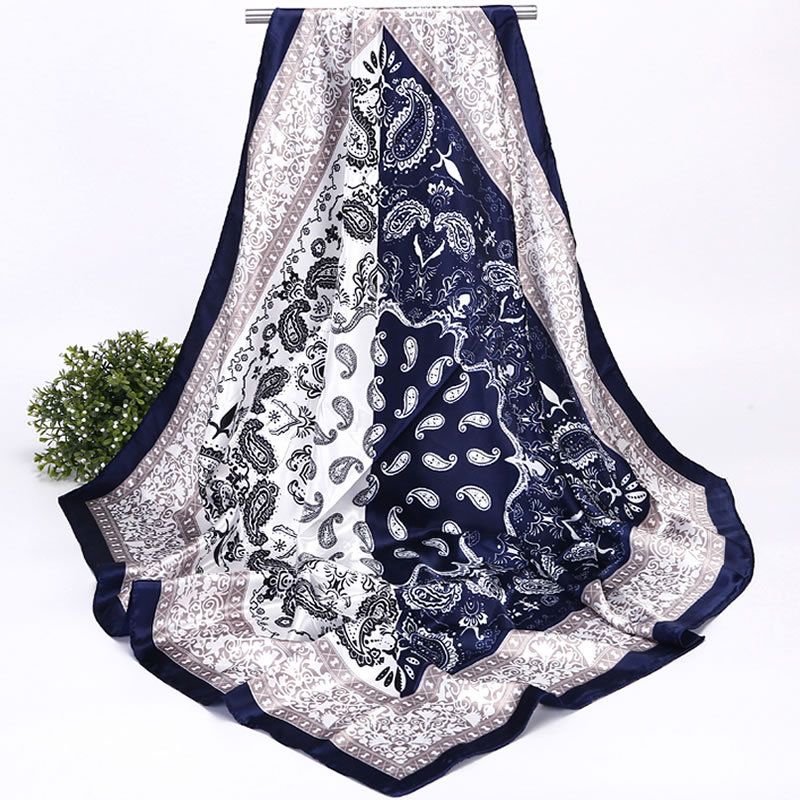 Sciarpa quadrata in raso 90*90 di alta qualità, stampata, versatile e decorativa, versione coreana autunno 2025, all'ingrosso_voghion.com