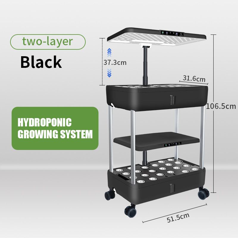 Hydroponisches Anbausystem für den Innenbereich, Keimset für Kräutergärten mit LED-Wachstumslicht, 30 l doppelschichtiger Hydroponik-Pflanztopf_voghion.com