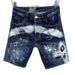 Men's Clothing Holes Personalized Letter Print Slim Blue Denim Shorts Simple And Versatile Handsome_voghion.com