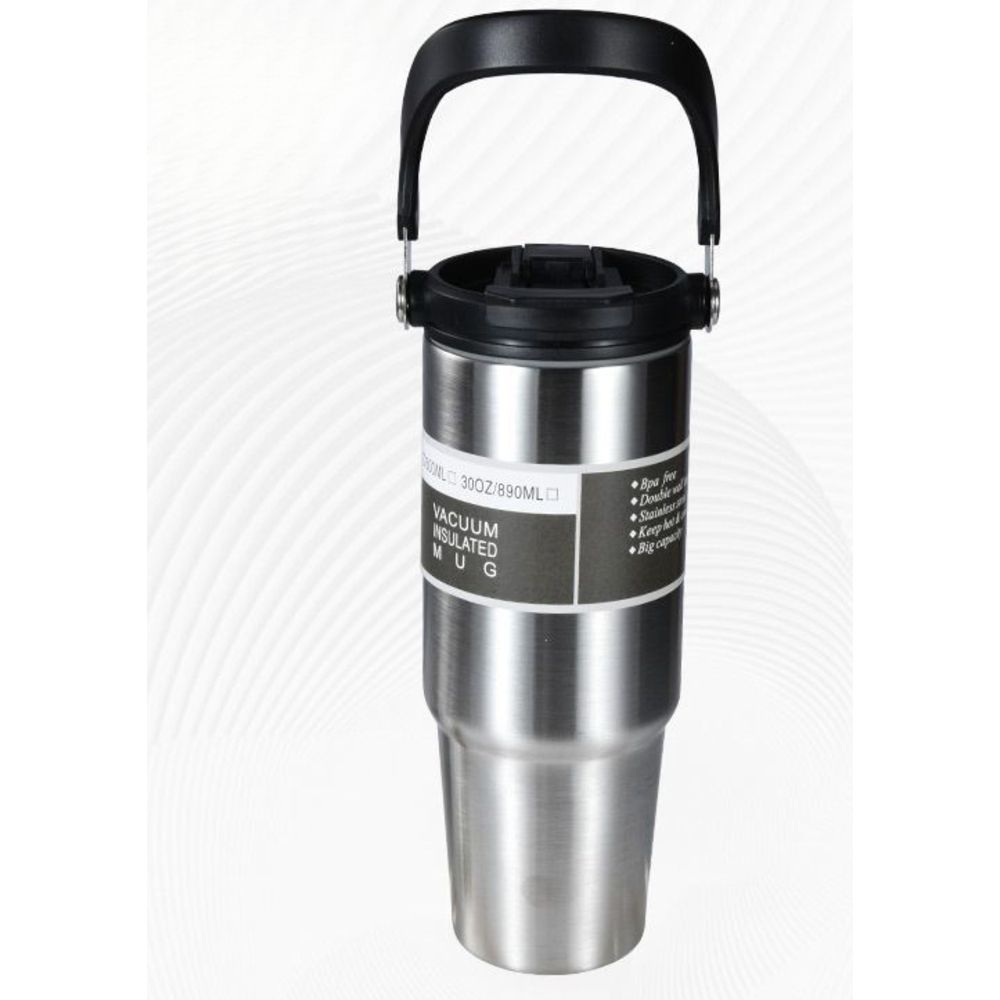 Ice Tyrant Isolierter Autobecher, neue tragbare Edelstahl-304-Doppelschicht-Kaltwassertasse mit Strohhalm, große Kapazität_voghion.com