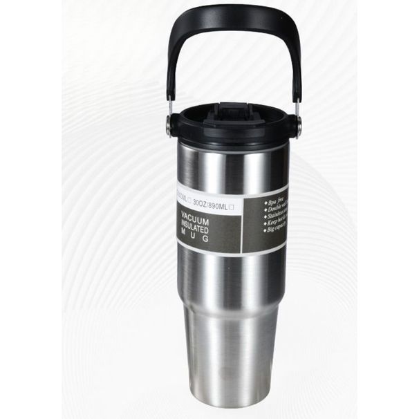 Ice Tyrant Isolierter Autobecher, neue tragbare Edelstahl-304-Doppelschicht-Kaltwassertasse mit Strohhalm, große Kapazität_voghion.com