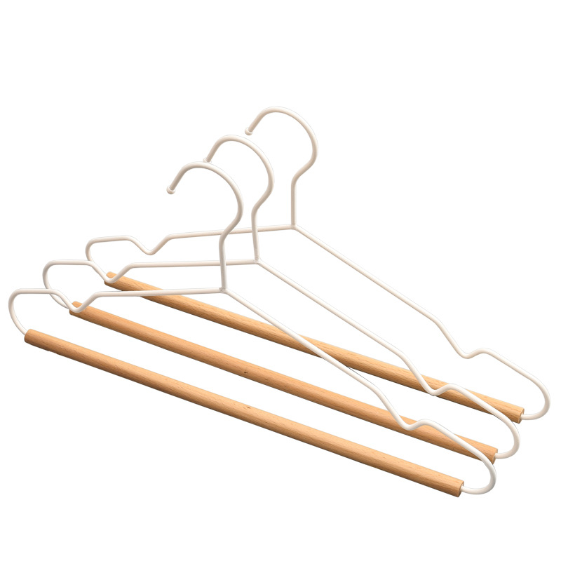 Minimalist 2-in-1 Beech Wood Iron Art High-end Home Storage Artifact Drying Rack Adult Clothes Hanger_voghion.com