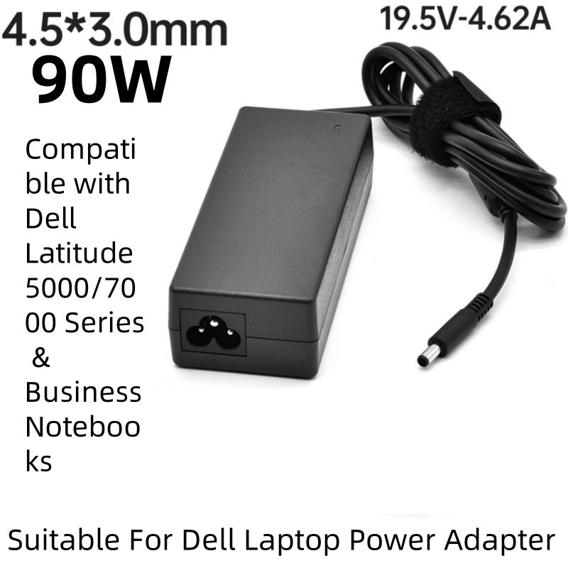 90W Power Adapter Suitable For Dell Laptops 19.5V 4.62A Charger With 4.5x3.0mm , Compatible With Dell Latitude 5000/7000 Series_voghion.com