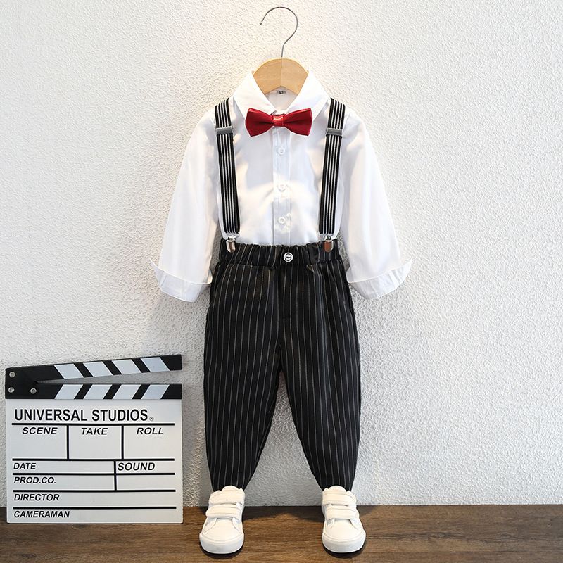 Boys Suit Set Baby Flower Girl Wedding Dress Children's Small Suit Boy Handsome British Piano Performance Costume_voghion.com